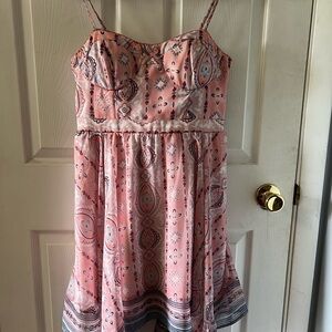 American Eagle Outfitters Pink and Orange Spaghetti Strap Sundress